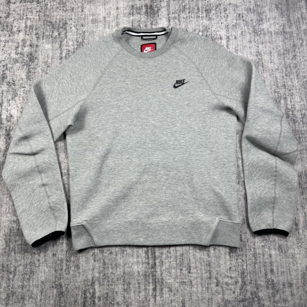 Nike Tech Fleece Crewneck Sweatshirt Men's Small Light Gray Pullover